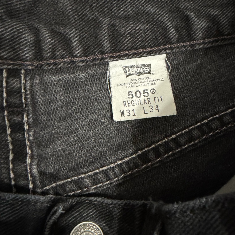 Vintage Levi's 505 Regular Fit Charcoal Straight Jeans Size W31 L34 - Picture 8 of 13